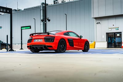 Audi R8 featuring carbon-fibre rear diffuser and wing, highlighting fitment quality and balanced aero setup